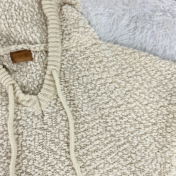 POL Large Cream Popcorn Boucle Knit Hooded Long Tunic Dress Sweater Size Large - Picture 3 of 7